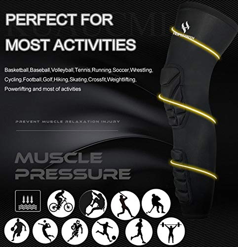 HOPEFORTH Knee Calf Padded 2 Pack Compression Leg Sleeve Thigh Sports Protective Gear Shin Brace Support for Football Basketball Volleyball Soccer Baseball Tennis Black Padded Knee Calf XX-Large - NewNest Australia