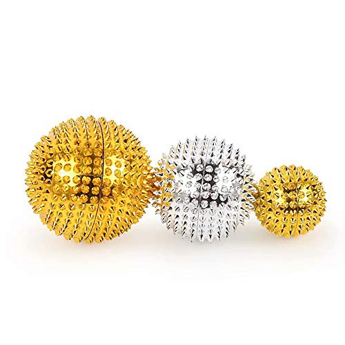 Chi-Enterprise - Two Magnetic Massage Balls - Small | Fascia Balls For Self-Therapeutic Acupressure Treatment | Contents: 2 Hedgehog Balls In Gold, Each 32 Mm Diameter And 228 Acupressure Needles - NewNest Australia