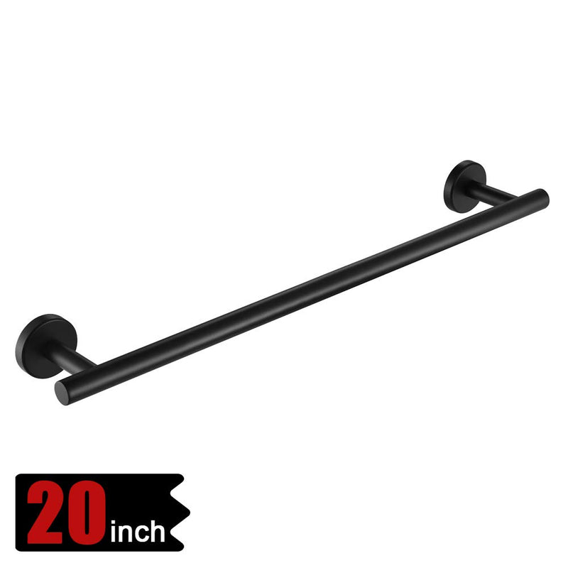 NewNest Australia - JQK Black Towel Bar, 18 Inch Stainless Steel Towel Rack Bathroom, Towel Holder Brushed Finished Wall Mount, Total Length 20 Inch, TB110L18-PB 20.5 Inch 