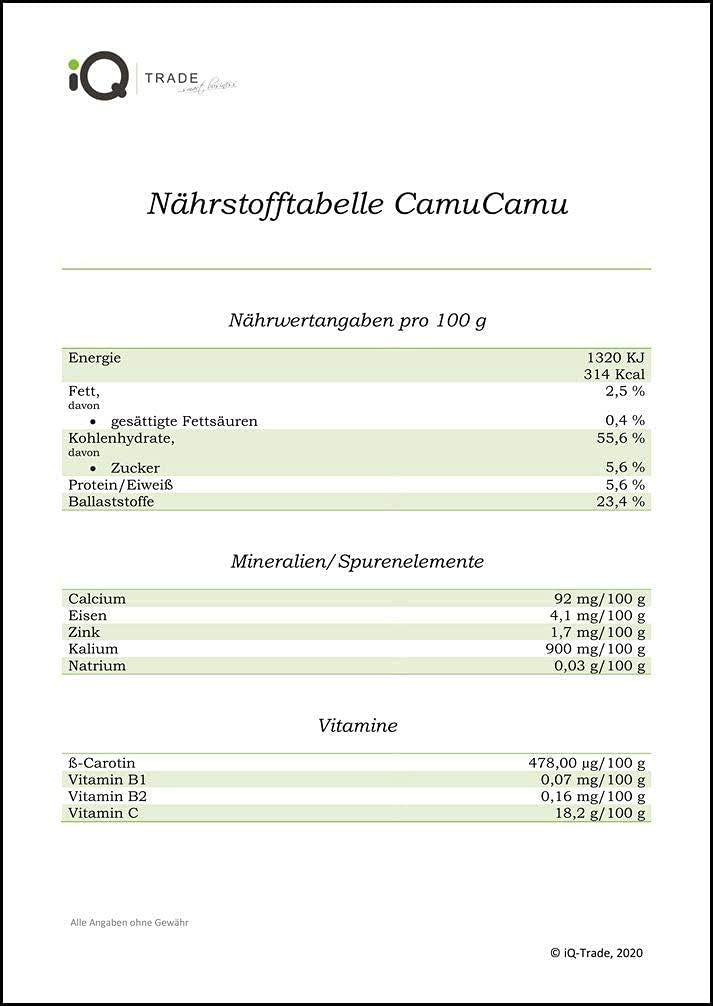 VivaNutria Camu Camu powder 500g I Camu Camu vitamin C powder high dosage I Camu-Camu as a superfood powder for smoothies shakes cereal topping and much more. I natural vitamin CI vegan 500 g (pack of 1) - NewNest Australia