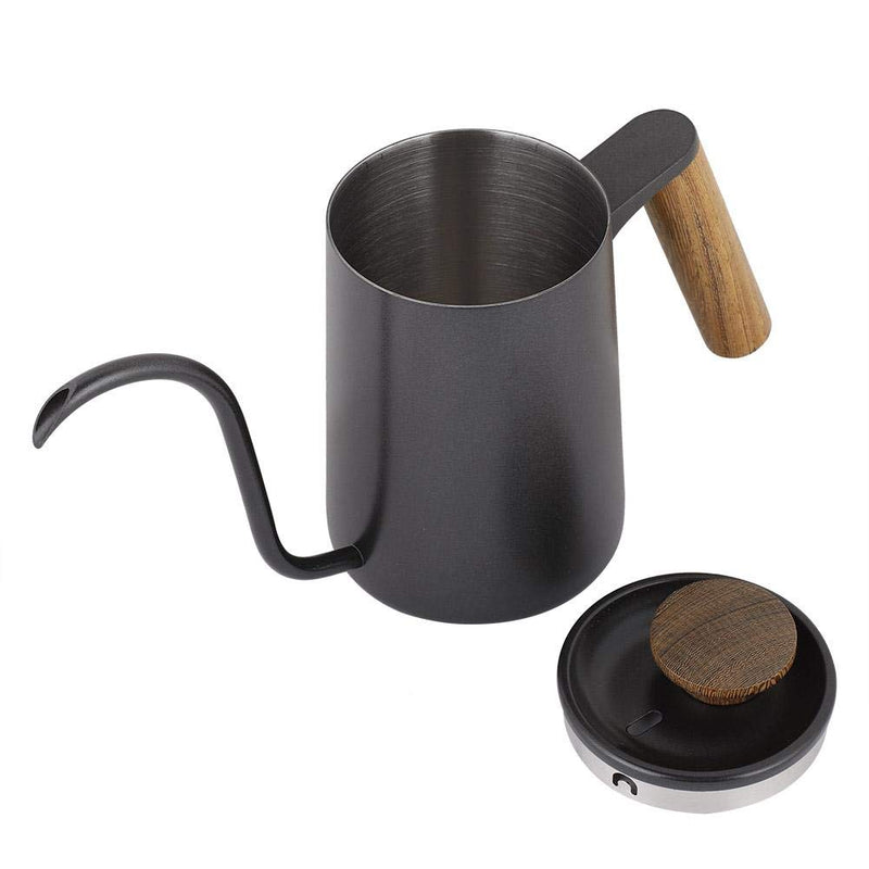 Fdit 600 ml Fashion Stainless Steel Handle Drip Coffee Pot Long Gooseneck Spout Kettle Reusable Packaging Socialme-EU (Black) Black - NewNest Australia