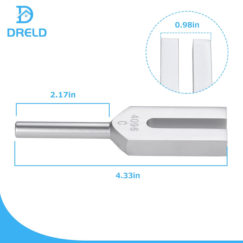 Dreld 4096 Hz Standard Tuning Fork Aluminum Tuning Fork Chakra Tuning Fork with Wooden Hammer and Bag Cloth for Sound Therapy Musical Instrument Healer Vibration (Silver) C4096HZ - NewNest Australia