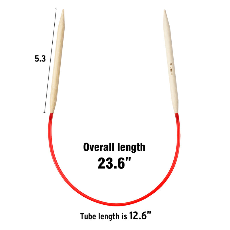 24 Inch Bamboo Circular Knitting Needles Set for Beginners Adults, 18 Pairs Wooden Round Yarn Knitting Needles with Plastic Magic Loop for Sweater, Socks-US 0-15 (2-10mm), Double Pointed Flexible - NewNest Australia