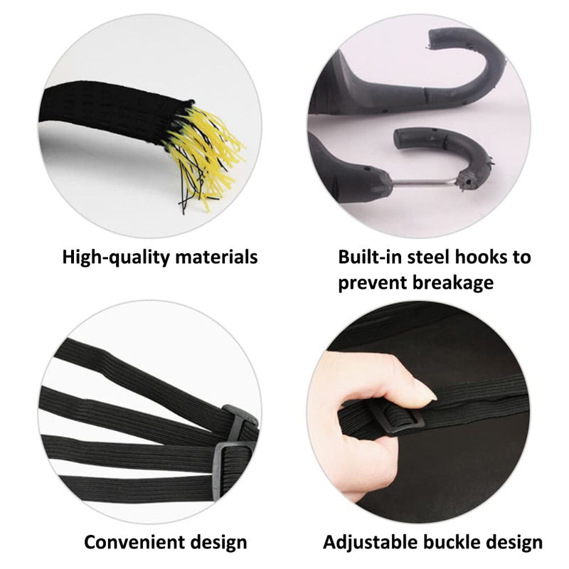 Patty Both 2 Pcs Motorcycle Helmet Luggage Rope Bungee Cord Bandage Strapping Tape Elastic Strap with 2 hooks, Black - NewNest Australia