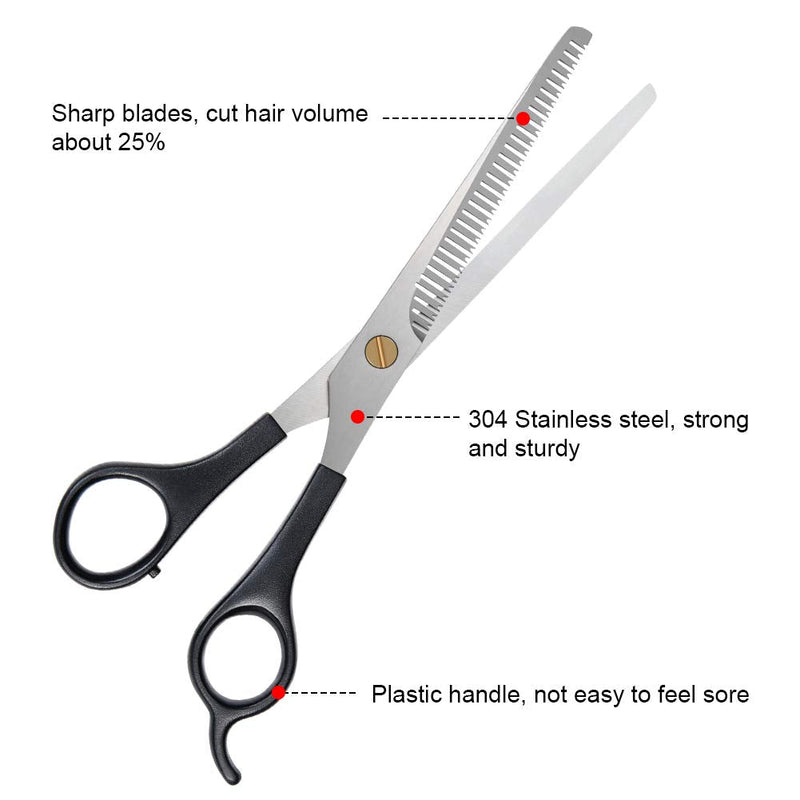 Uraqt Hair Scissors Set, 2 Sharp Professional Scissors Sets, Light Single-Sided Thinner, Sharp Hairdressing Scissors, Hair Cutting Scissors, Comb, For Women, Men, Children, Pets, Black - NewNest Australia