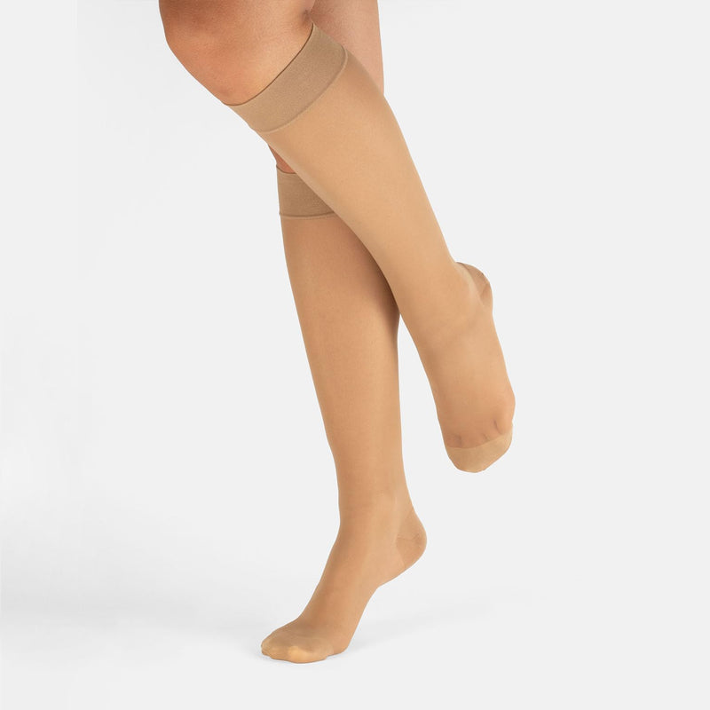 CALZITALY PACK 1/2 knee socks with graduated compression, compression stockings unisex, 70 DEN, 10-14 mm/Hg | Made in Italy L-XL skin color - NewNest Australia