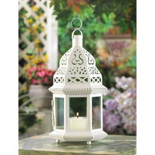 NewNest Australia - Gifts & Decor White Moroccan Style Hanging Candle Lantern Centerpiece 