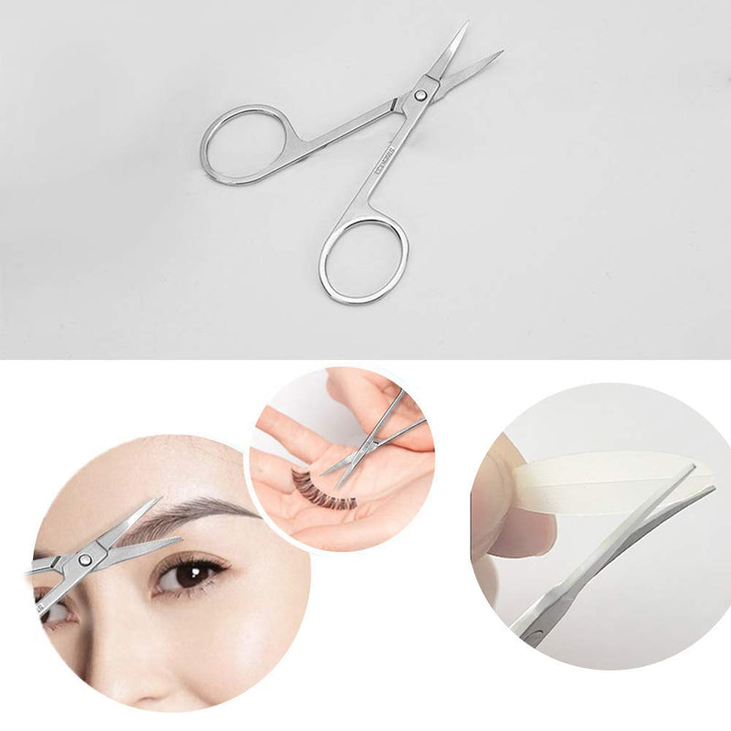 Eyebrow scissors and three eyebrow brushes, beard and nose scissors eyelash with curved craft stainless steel scissors - NewNest Australia