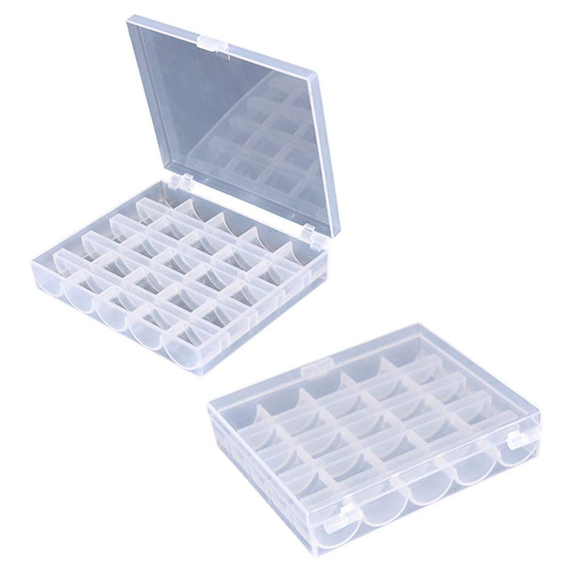 AKIRO 25 Slots Empty Bobbins Spools Box, Sewing Craft Plastic Case Storage Box for Sewing Machine 2 Pack - NewNest Australia