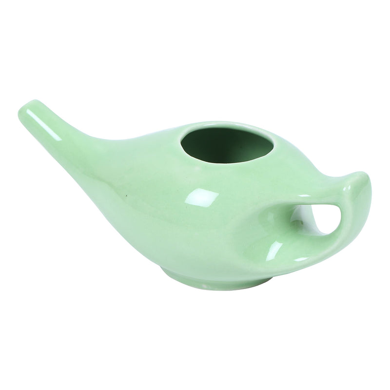 WHOLELIFEOBJECTS Leak Proof Durable Porcelain Ceramic Neti Pot Hold 300 Ml Water Comfortable Grip | Microwave and Dishwasher Safe eco Friendly Natural Treatment for Sinus and Congestion - Green - NewNest Australia