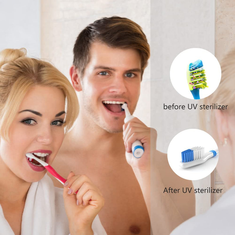 OOCOME Portable Deep UV Toothbrush Sanitizer Case Toothbrush Sanitizer Holder Organizer Case Toothbrush Cleaner Holder with Sticker free Punching for Travel and Family Use (2 Packs) 2 Packs - NewNest Australia