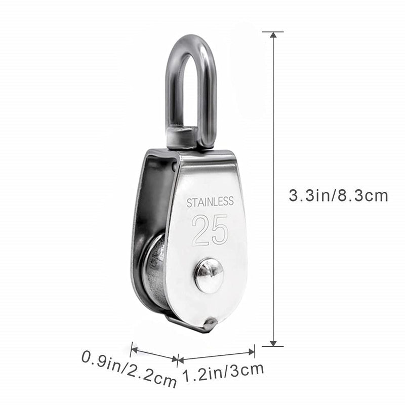 M25 Single Pulley Block, Mini Rope Pulley in Stainless Steel, 25mm Pulley Roller Flagpole Pulley, Loading 150kg. 2Pcs - NewNest Australia