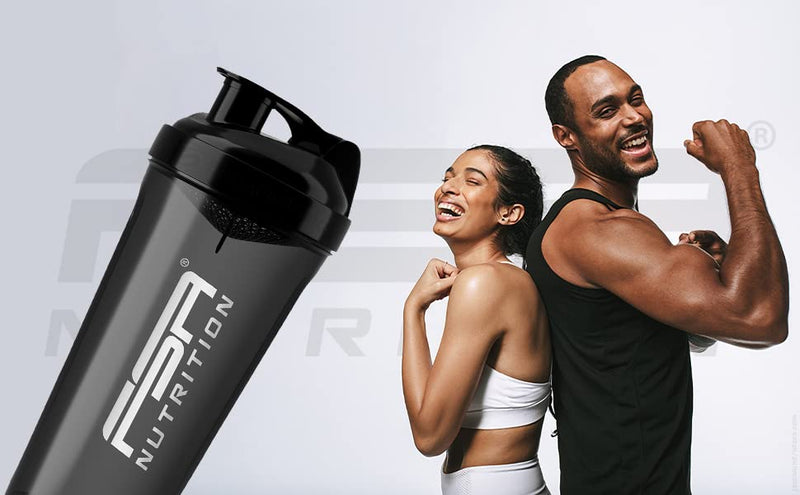 FSA Nutrition Shaker Protein Shake - 800 ml - BPA free - leak-proof - premium quality - with scale - protein shaker - with sieve for lump-free shakes - black - NewNest Australia