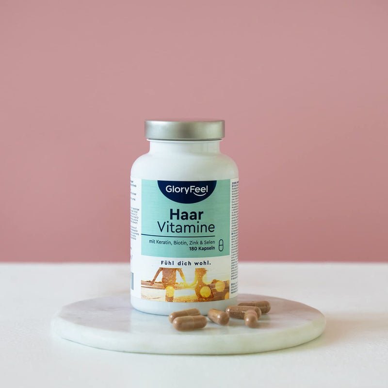 Hair Vitamins - 180 Capsules - Skin Hair Nails Treatment With 24 Vital Substances - High Dose With Biotin, Selenium, Zinc - Organic Active: All 8 B Vitamins - Laboratory Tested Without Additives Made In Germany - NewNest Australia