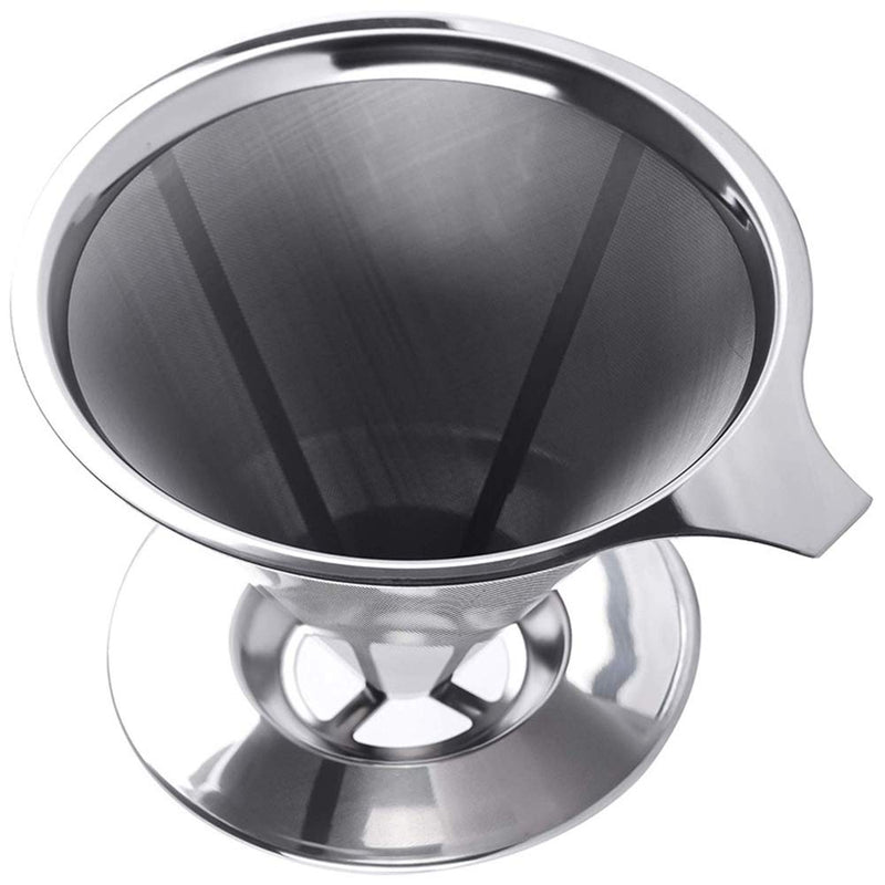 Ziyero Stainless Steel Over Coffee Driper Layer Mesh Filter Cup Stand Paperless Coffee Filter Cup with Separate Stand Durable Easy Clean, for Family, Office, Camping, Hiking, Fishing,Travel Etc—Silver - NewNest Australia