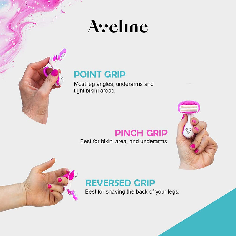 Aveline Women's Razor with 6-Blade Lubricated Cartridge - Multi-Grip Handle for Sensitive Skin with Lubricating Stip - NewNest Australia