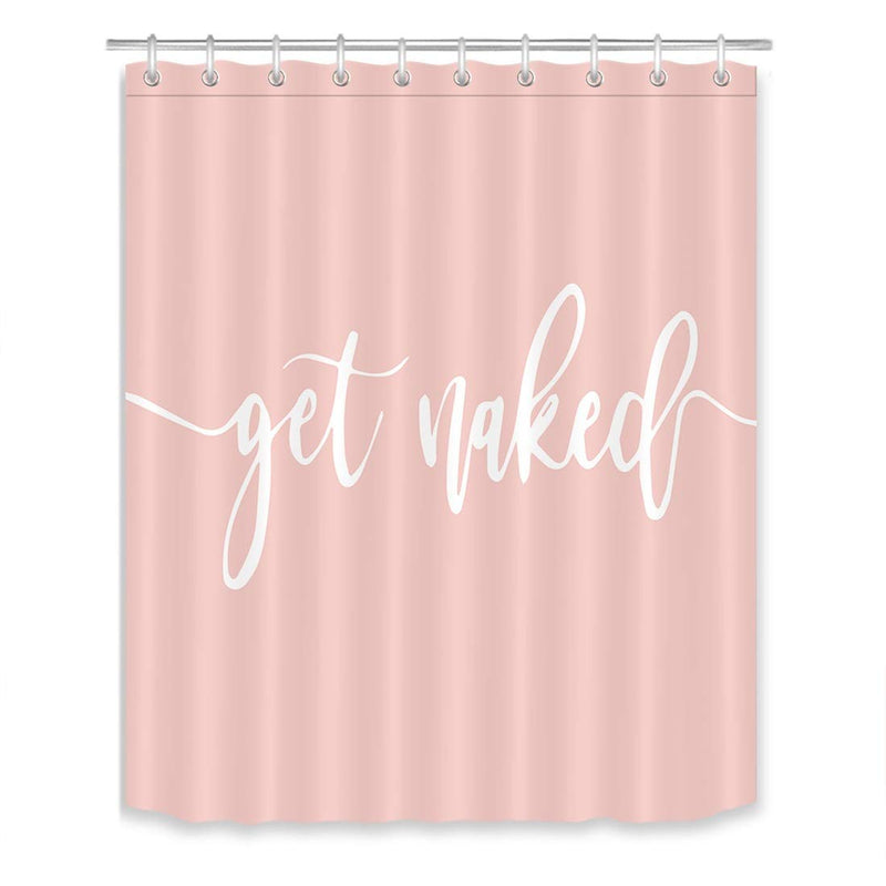 ECOTOB Get Naked Shower Curtain Decor, Cute White Art Font Words Get Naked on Pink Background Funny Quotes Shower Curtains 60X72 inch Polyester Fabric Bathroom Decor Bath Curtains Hooks Included - NewNest Australia