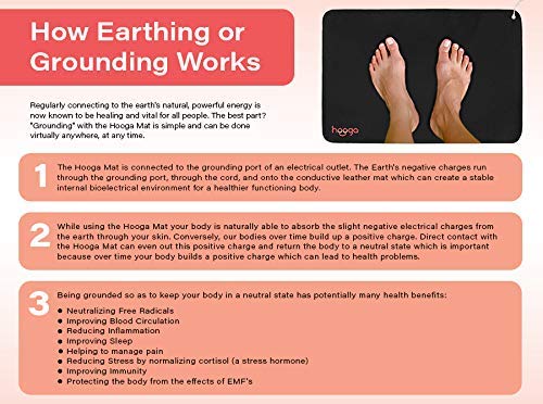 Hooga Grounding Mat for Improved Sleep, Reduced Anxiety, Pain and Inflammation, Headache Relief, Balance. Connect to Earth Indoors. Cord Included. EMF ESD Protection. Soft & Conductive. Home Use. 24"x16" - NewNest Australia