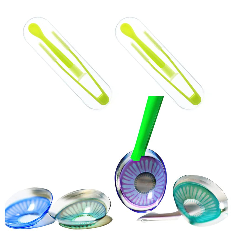 Contact Lens Tweezers, Contact Lens Aid For Inserting, Contact Lens Suction Cup, Silicone Contact Lens Remover, Pack Of 2 Contact Lens Insert Remover With Storage Case (Green) - NewNest Australia