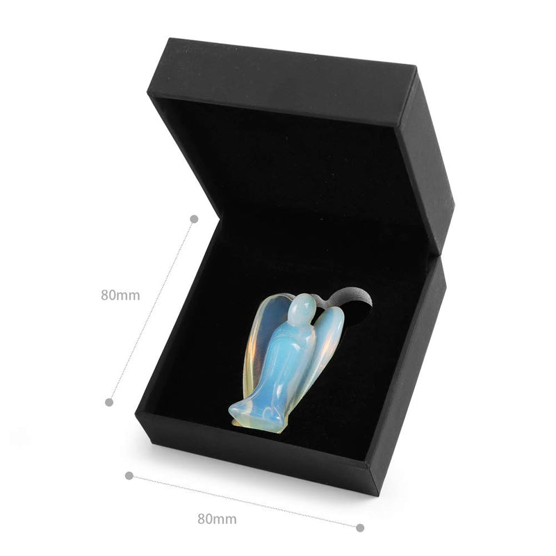 NewNest Australia - Artistone 2.0" Opalite Angel, Hand Carved Gemstone Fine Art Sculpture, Reiki Healing Stone Statue，Attract All The Aura Around 