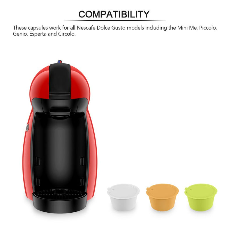 FreeLeben Refillable Coffee Capsules Pods, 3Pcs Reusable Universal Dolce Gusto Machine Coffee Filter BPA Free, with Spoon and Brush - NewNest Australia