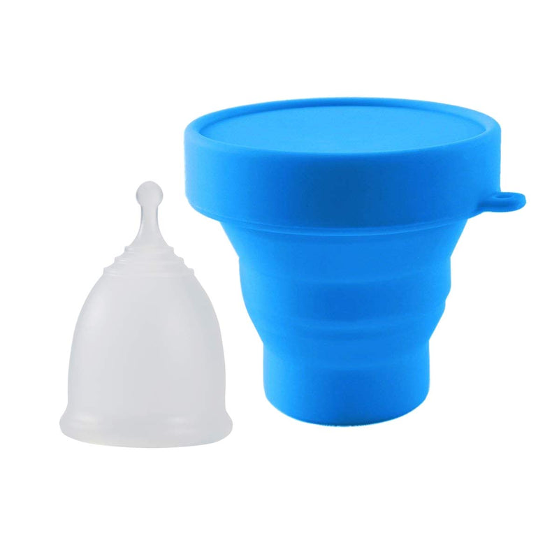 CROING 𝙋𝙚𝙧𝙞𝙤𝙙 𝘾𝙪𝙥 2 pcs Menstrual Cup with 1 pc Silicone Cup and 1 pc Storage Bag,Menstrual Cup Holder, Storing Period Cup (Blue and White) - NewNest Australia