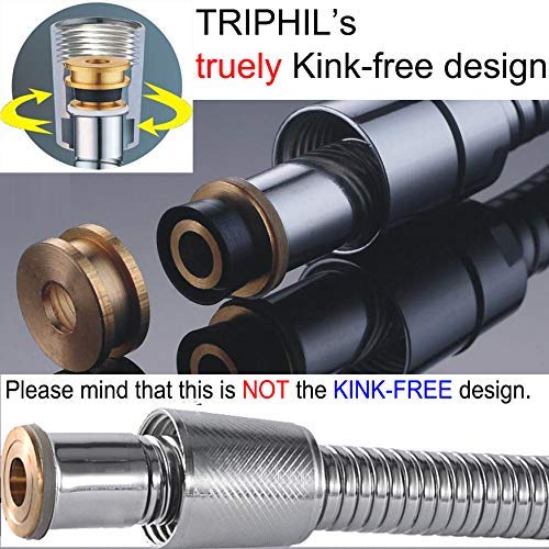 TRIPHIL Kink-free Shower Hoses for Handheld Shower Head Hose Replacement Flexible Metal Shower Tube Extension Swivel Anti-twist 2 Brass Connectors Stainless Steel Sleeve Chrome 59 Inches - NewNest Australia