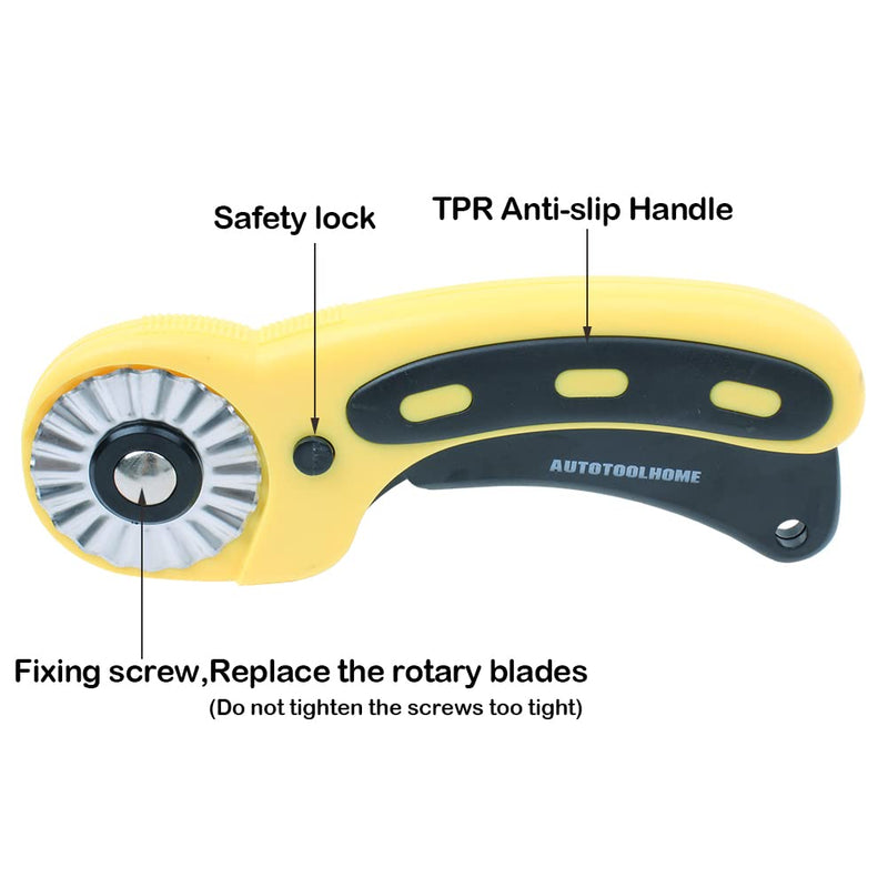 AUTOTOOLHOME 45mm Rotary Cutter Set with 9 Pack Replacement Rotary Blades Skip Rotary Blades Pinking Rotary Blades for Sewing Fabric Leather Quilting Cutter Paper Perforating Tool - NewNest Australia