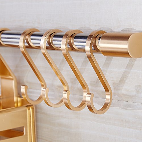 NewNest Australia - JCBIZ 12pcs Gold Space Aluminum S Hook Flat S Shape Bathroom Kitchen Railing S Hanger Multi-Purpose Spoon Pan Pot Towel Cloths etc. Accessories Hangers Fit for Below 19mm Round Rod 12 