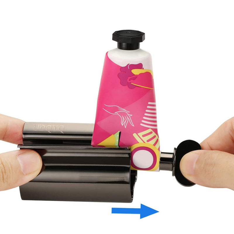 Udqyq Tube Squeezer Tube Press, Pack Of 2 Toothpaste Squeezer Stainless Steel Save Toothpaste Total Squeeze Out Empty Tubes, Stainless Steel Toothpaste Seat Holder With Stand Function (Black) - NewNest Australia