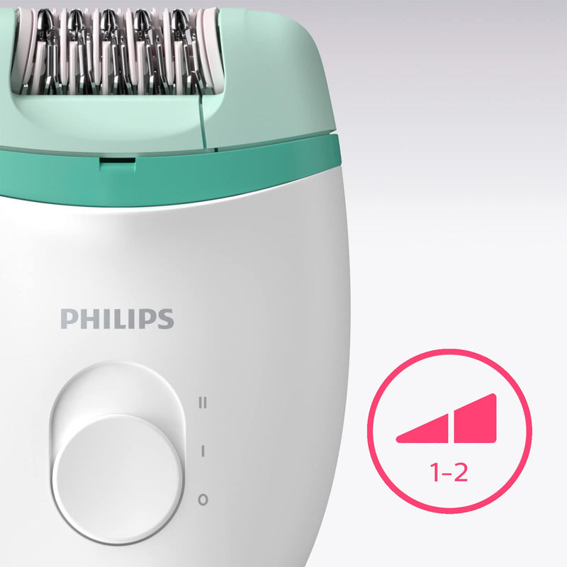 Philips Satinelle Essential BRE224/00 Compact Corded Epilator, White/Green - NewNest Australia