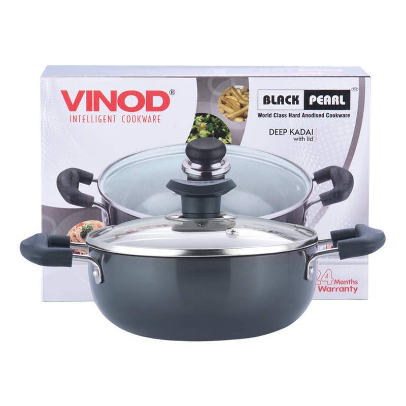 Vinod Hard Anodized Kadai with Stainless Steel Lid, 1.6-Liter - NewNest Australia