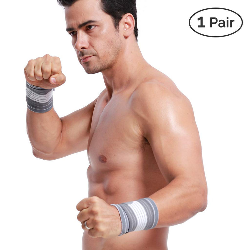 Neotech Care Wrist Band - Adjustable Compression Strap - Elastic & Breathable Fabric - Support Sleeve for Tennis, Sports, Exercise - Men, Women, Right or Left - Grey Colour (Size M, 1 Pair) 2 - NewNest Australia