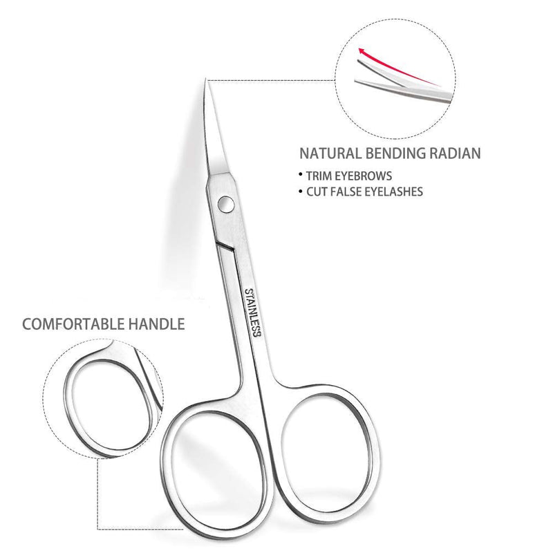 Eyebrow scissors and three eyebrow brushes, beard and nose scissors eyelash with curved craft stainless steel scissors - NewNest Australia