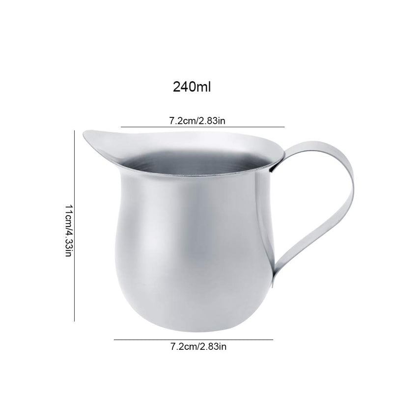 Milk Frothing Pitcher Jug, Milk Jug Stainless Steel Milk Frothing Pitcher Jug for Coffee Art Cream Espresso Cappuccino for Home Kitchen Office (240ml) 240ml - NewNest Australia