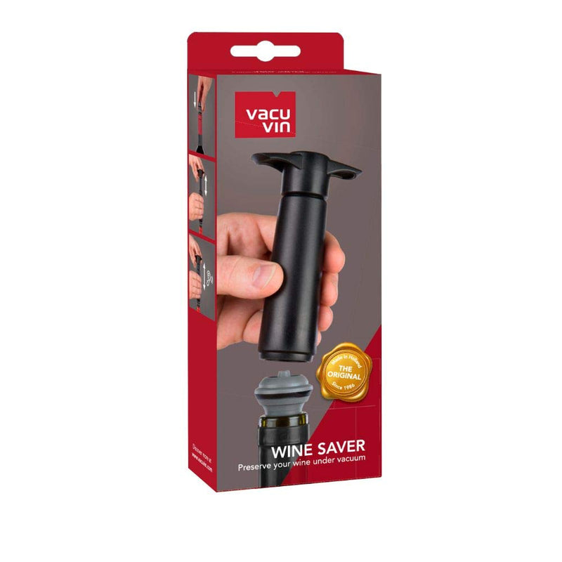 NewNest Australia - Vacu Vin Wine Saver Pump with 2 x Vacuum Bottle Stoppers - Black (Black with 2 wine stoppers) 