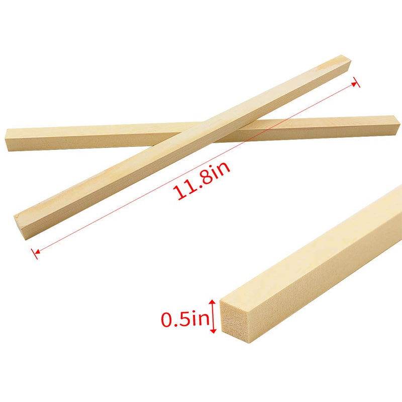 BILLIOTEAM 25 Pack Unfinished Wooden Square Dowel Rod,Hardwood Square Dowel Sticks for DIY Crafts Projects,Home Decor(1/2" x 12") - NewNest Australia