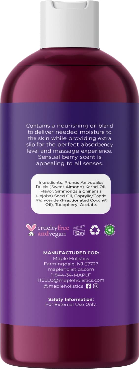Berry Scented Sensual Massage Oil - Alluring Couples Massage Oil and Moisturizing Body Oil for Men and Women for Full Body Massage - Aromatic Oils with Pure Jojoba Oil Coconut and Sweet Almond Oil Sensual Berry - NewNest Australia