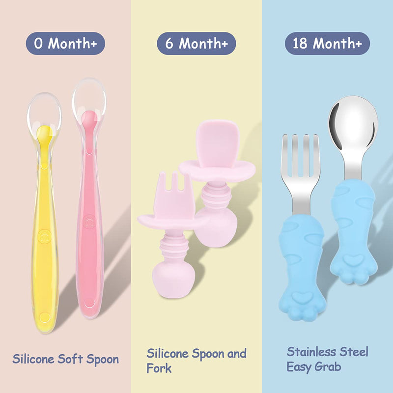 Vicloon Baby Fork and Spoon Set,2PCS Cutlery Set for Children,Silicone Stainless Steel Baby Short Handle Training Tableware Ergonomically Designed to Promote Self-Feeding in The Right Way(Cat's Claw) cat's claw - NewNest Australia