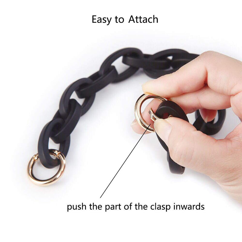 Xiazw Short Resin Bag Purse Handle Strap Replacement，Bag Decoration Chain，Bag Accessories Charms (Black) Black - NewNest Australia