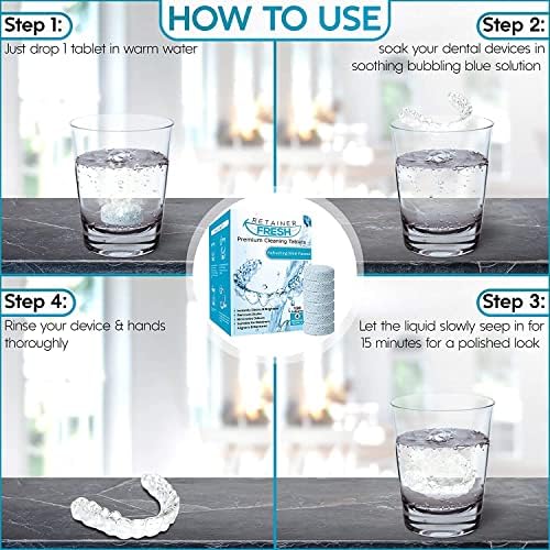 Retainer Cleaning Tablets - 120 Tablets Retainer Fresh, Keep Your Retainers and Stain Free - Retainer Cleaner Tablet, Mouth Guard, Dentures - NewNest Australia