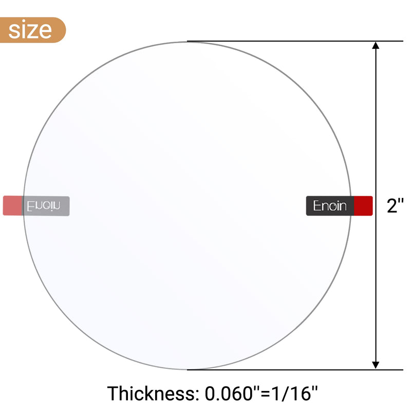 Enoin 16pcs Clear Acrylic/Plexiglass Sheet 2 Inch Disc Circle Plastic Sheet 0.060" 1/16 Inch Thick, Transparent Board Panel for Glass, DIY Project,Picture Frame,Paintings, Art Craft 2'' 16 - NewNest Australia
