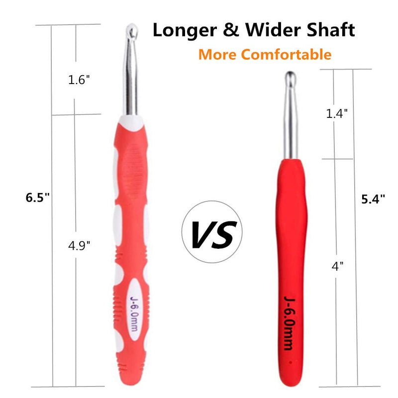 Ergonomic Crochet Hooks with Roll Felt Bag, Crochet Hooks Set for Arthritic Hands, Size from B to J - NewNest Australia
