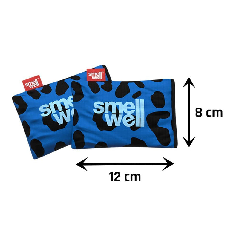 SmellWell Active odor remover - shoe deodorant - bamboo activated carbon odor absorber - moisture absorber for shoes, bags and against sweaty feet - annoying odors - Blue Leopard, 1 pair, 2 x 50g 1 piece (pack of 2) scented - Blue Leopard - NewNest Australia