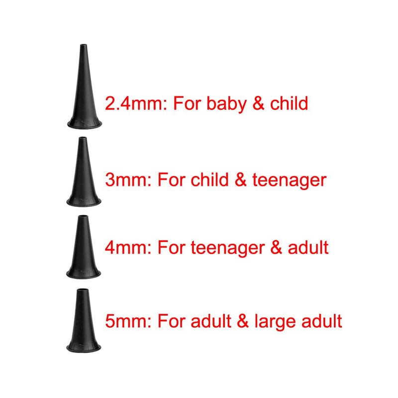 Ninyoon Original 4 Pack 2.4/3/4/5mm Otoscope Speculum Tips, Reusable Non-Disposable Speculum Otoscope Tips Accessory Set for Adults and Children, Total 16 Units - NewNest Australia