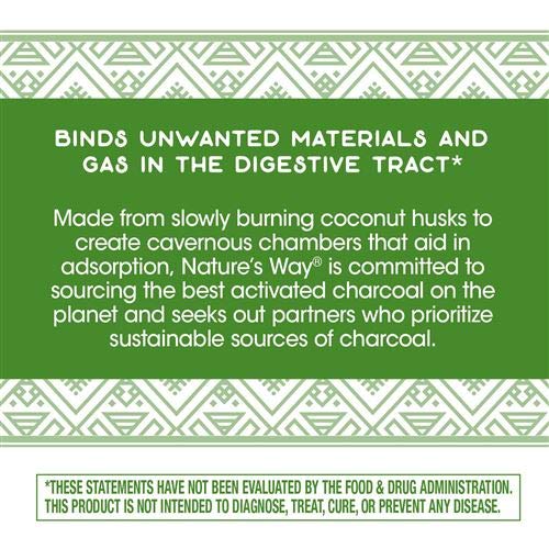 Nature's Way Activated Charcoal, Binds Unwanted Materials and Gas*, 560mg per Serving, 360 Capsules - NewNest Australia