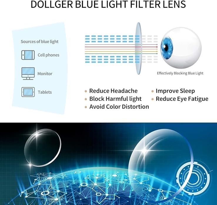 Dollger Blue Light Filter Glasses for Women Men Blue Light Blocking Glasses Square Metal Large Frame Glasses Anti Blue Light PC TV Gaming Gold - NewNest Australia