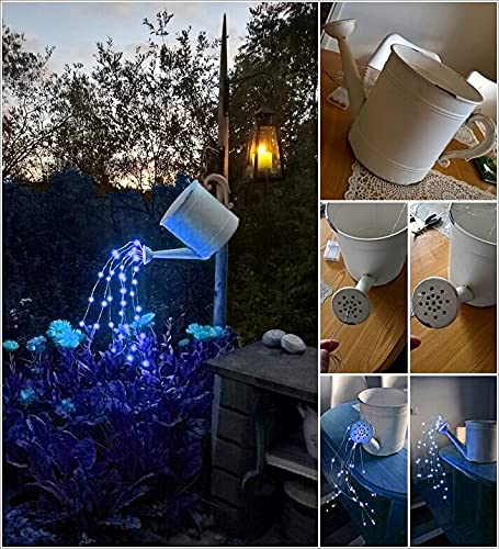 Soltuus Solar Powered Fairy String Lights Blue, Multi Strand Watering Can Light 180 LEDs Outdoor, Waterproof Waterfall Fairy Lights, Firefly Bunch Lights - NewNest Australia
