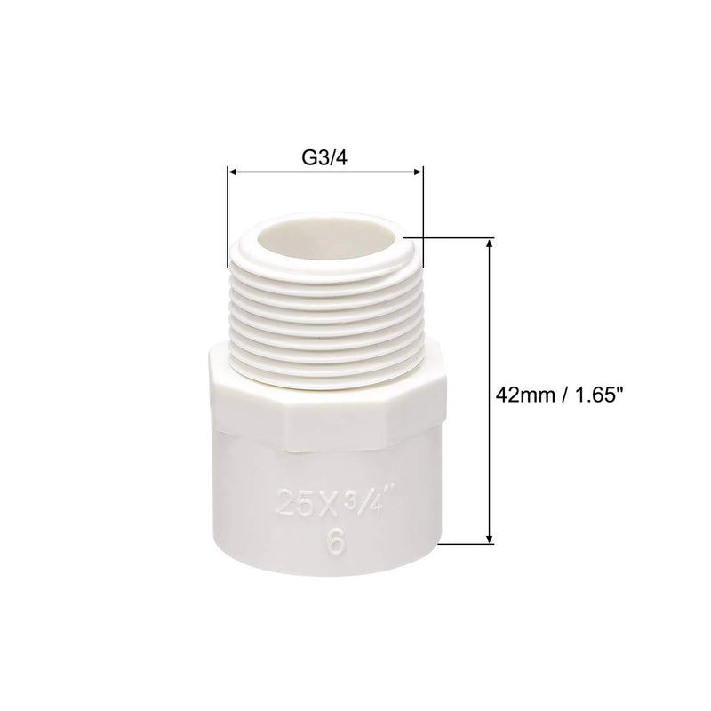 uxcell 25mm Slip X G3/4 Male Thread PVC Pipe Fitting Adapter Connector 10Pcs - NewNest Australia