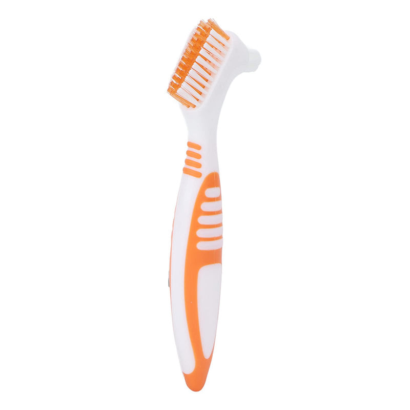 Denture cleaning brush, safe plaque removal Denture toothbrush orange Robust double head for partial dentures - NewNest Australia
